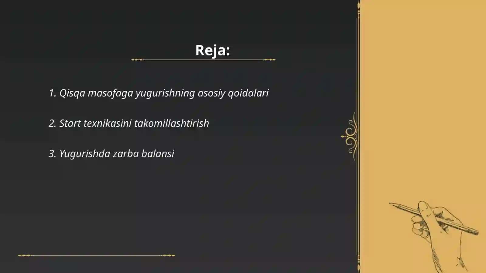 Qisqa masofaga yugurish texnikasi 2