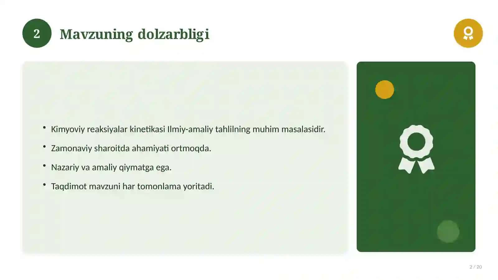 Kimyoviy reaksiyalar kinetikasi 2