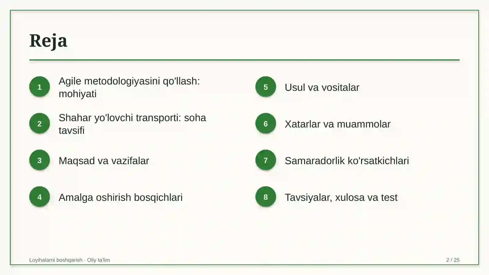 shahar yo'lovchi transportida agile metodologiyasini qo'llash 8307 2