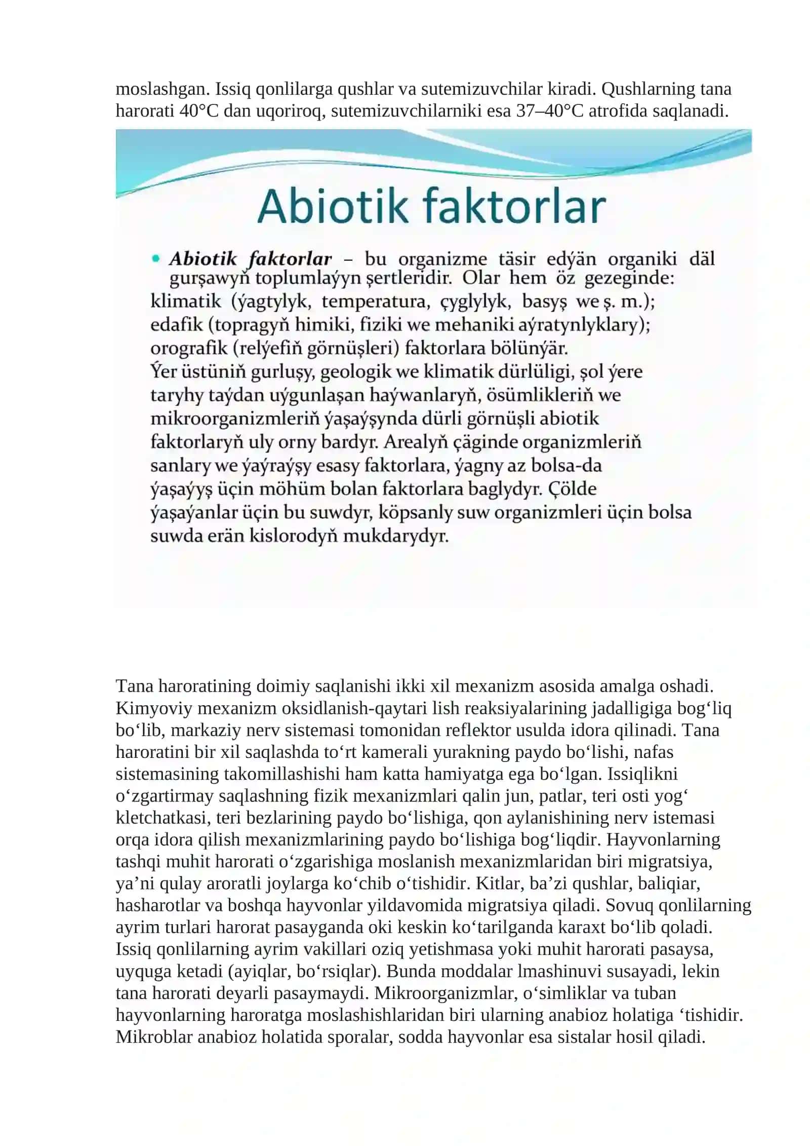 ABIOTIK ORGANIZMLARNING TIRIK ORGANIZMLARGA TA’SIRI 2