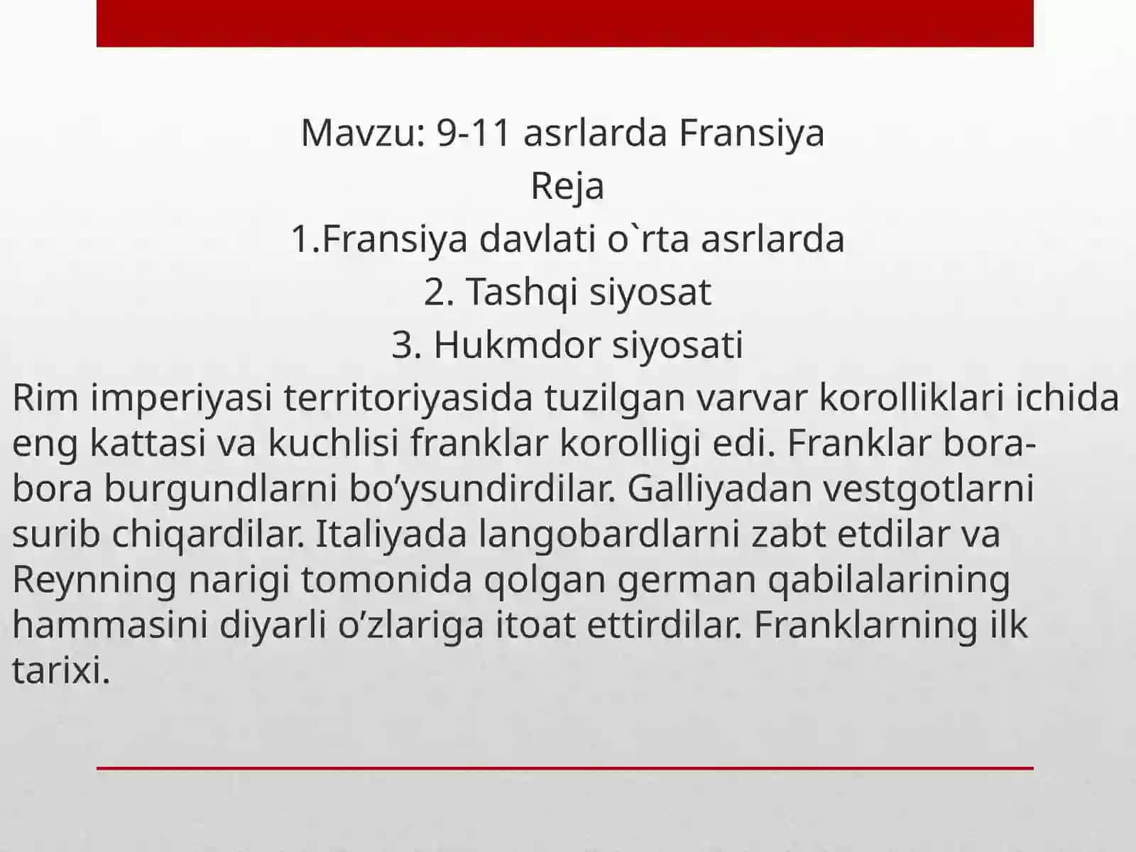 Mavzu: 9-11 asrlarda Fransiya 2
