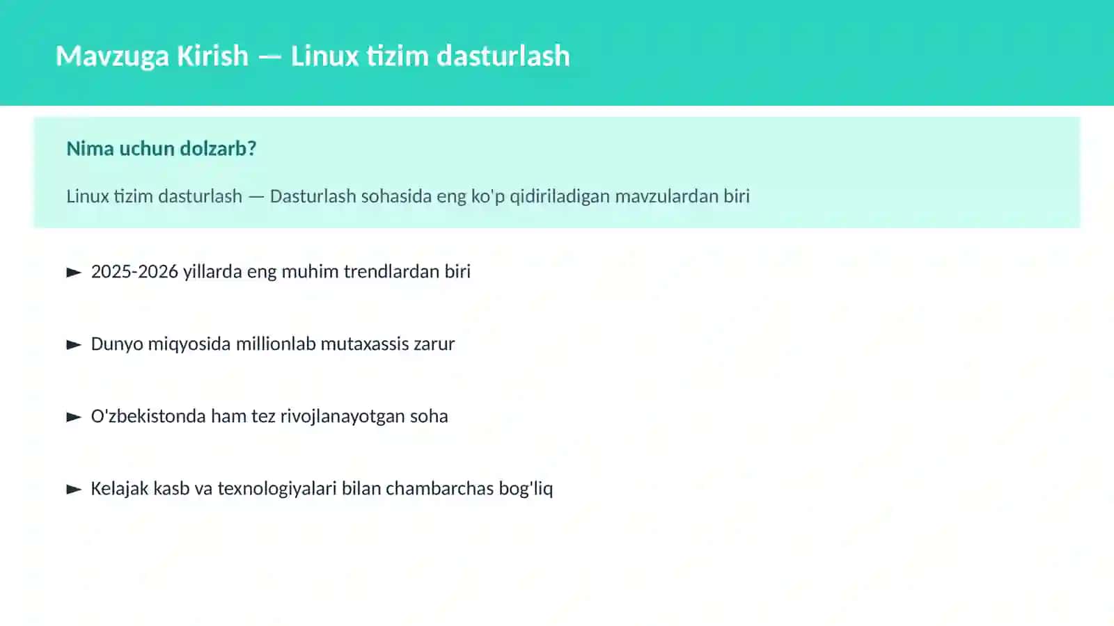Linux tizim dasturlash 2