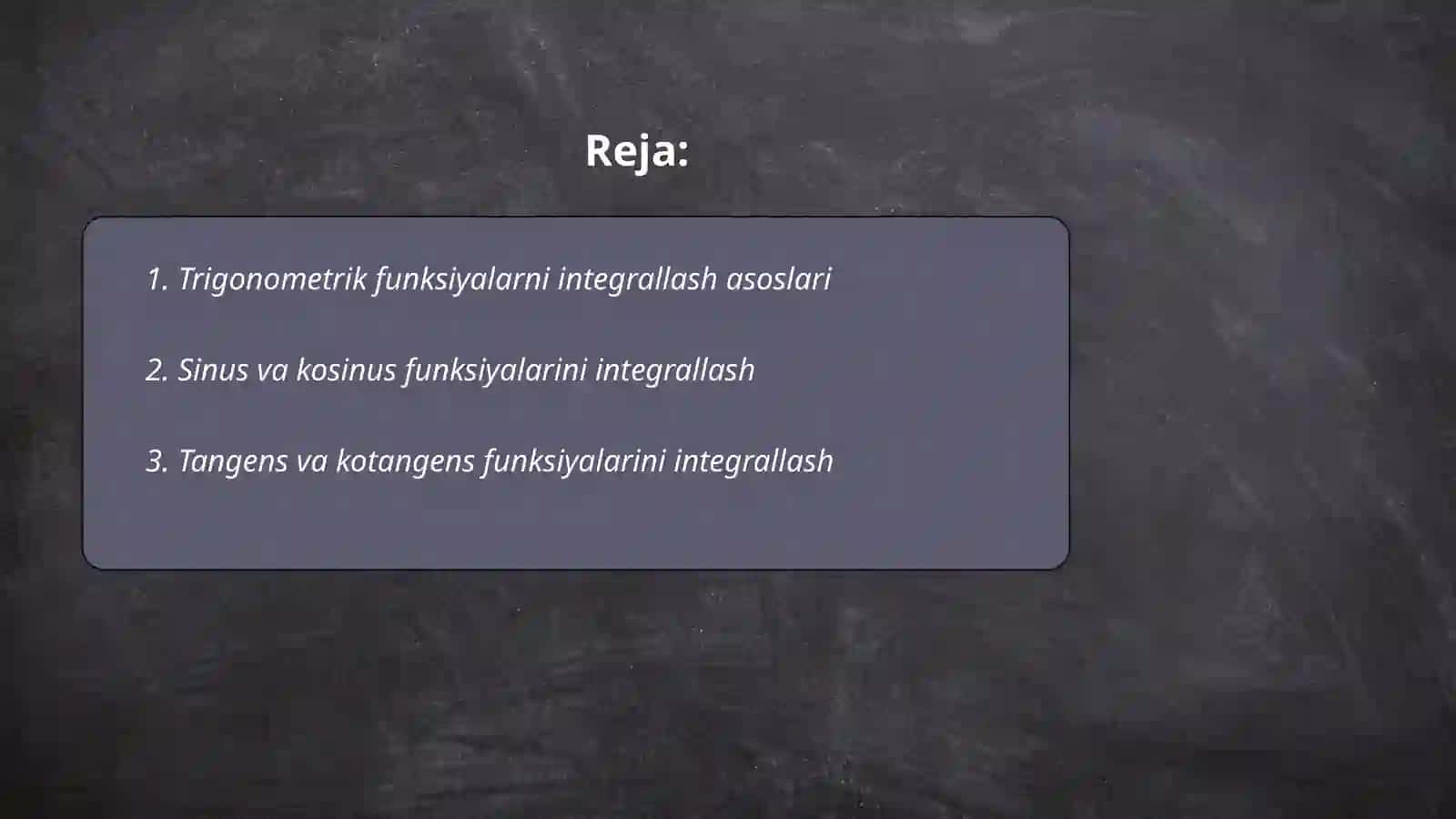 Trigonometrik funksiyalarni integrallash asoslari 2