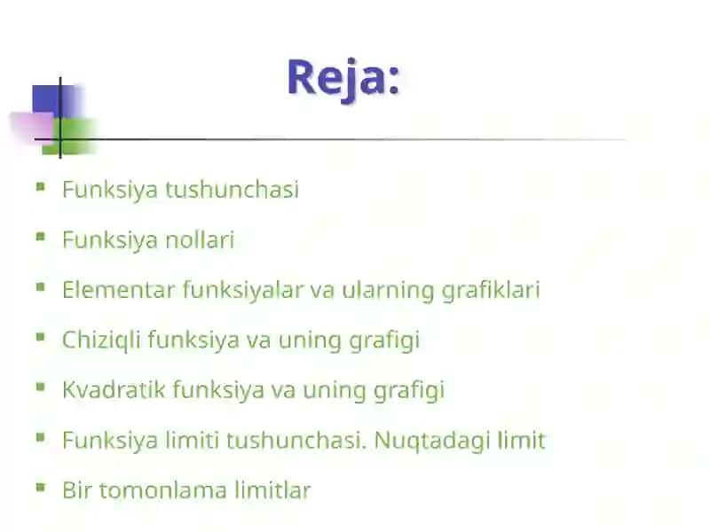 Funksiya va uning grafigi 2
