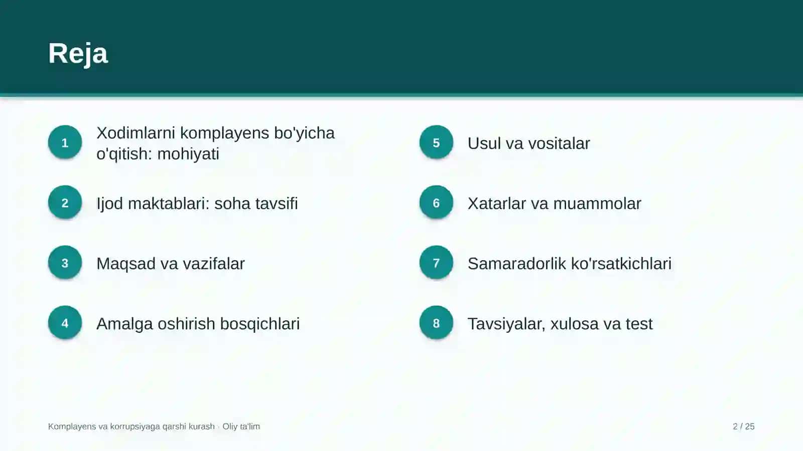 Ijod maktablarida xodimlarni komplayens bo'yicha o'qitish 2