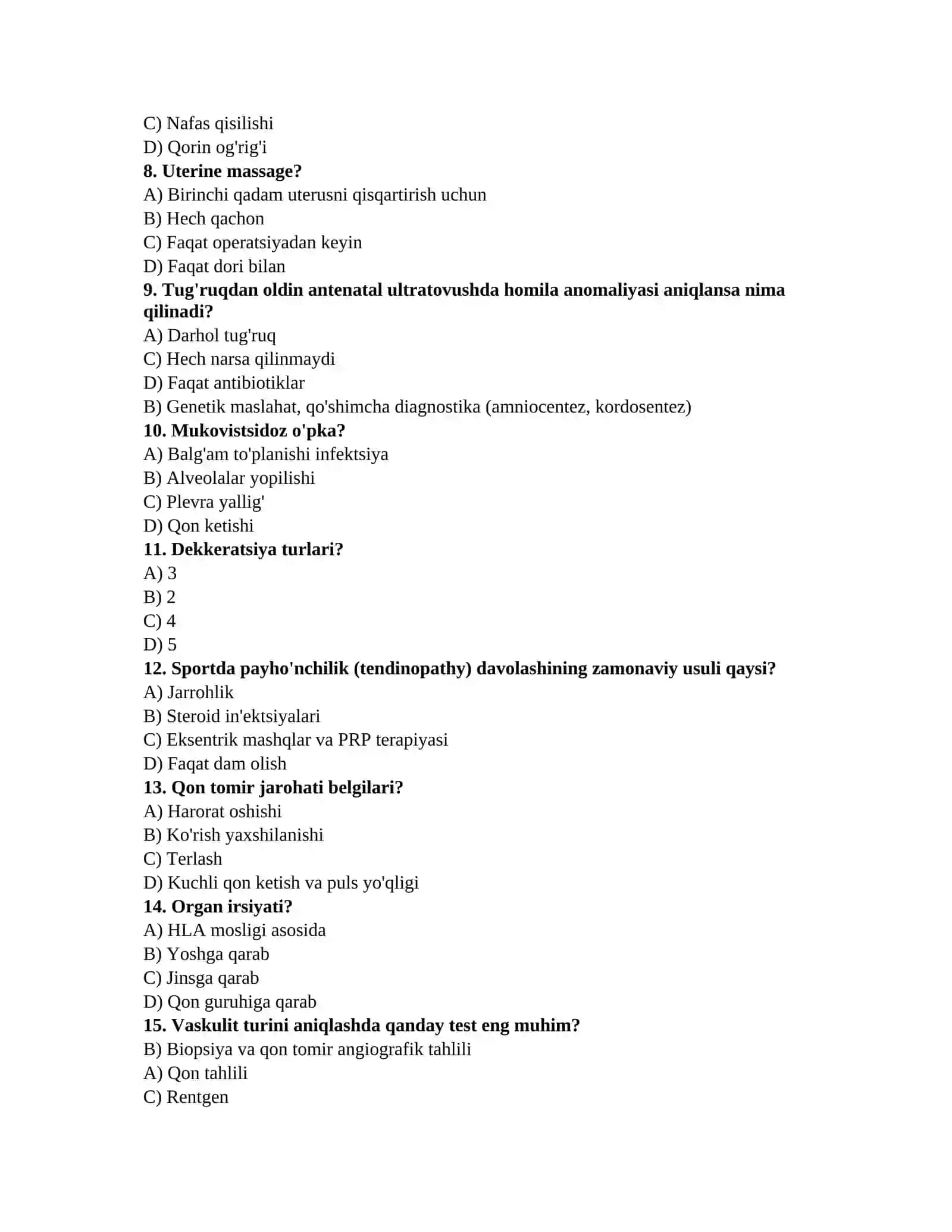 Tibbiy bilimlar testi 2
