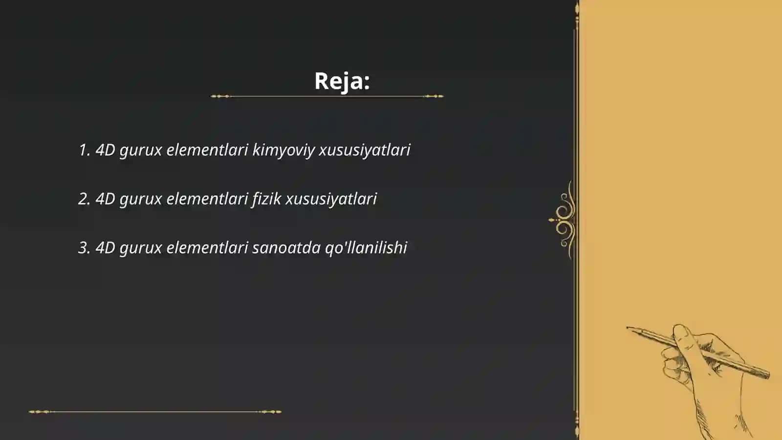 4D gurux elementlari kimyoviy xususiyatlari 2