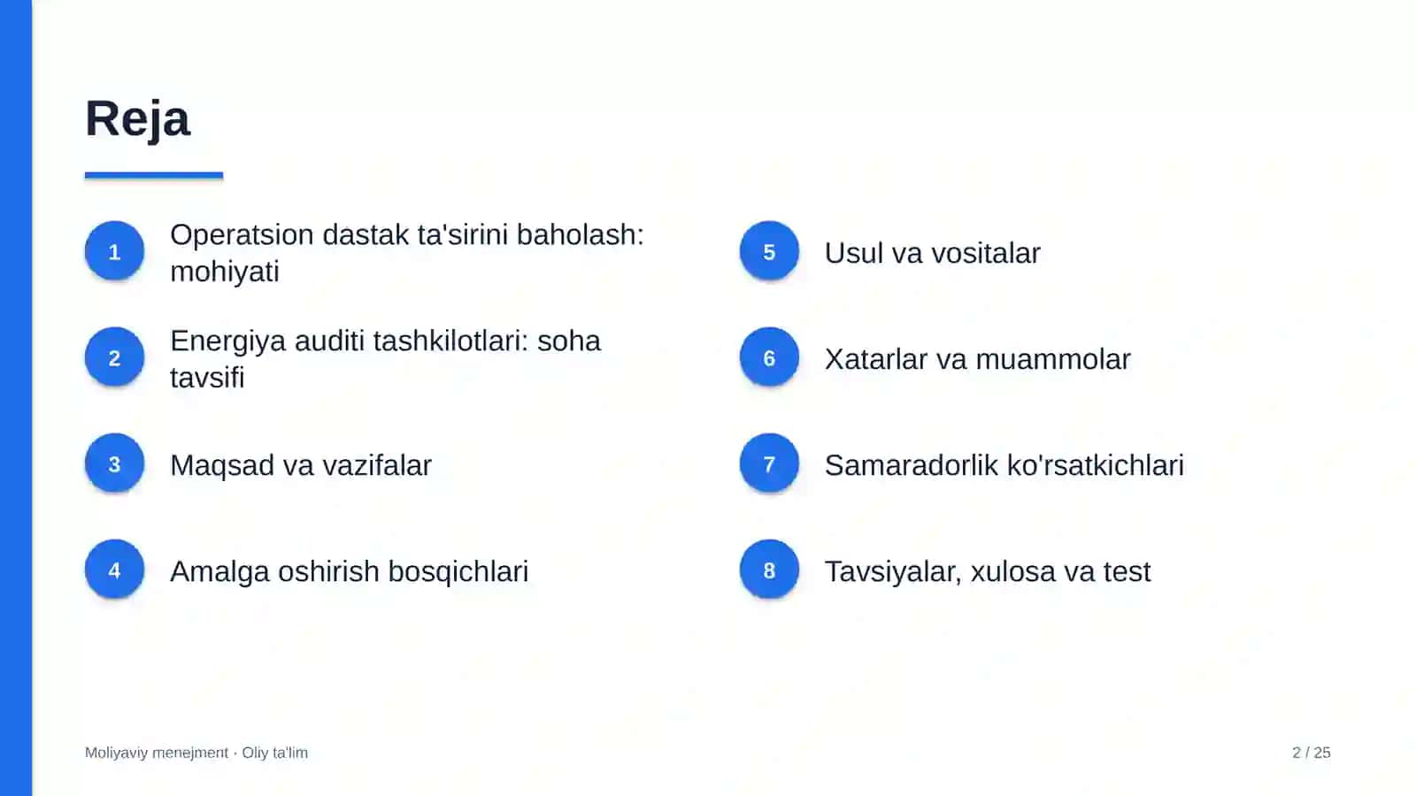 Energiya auditi tashkilotlarida operatsion dastak ta'sirini baholash 2