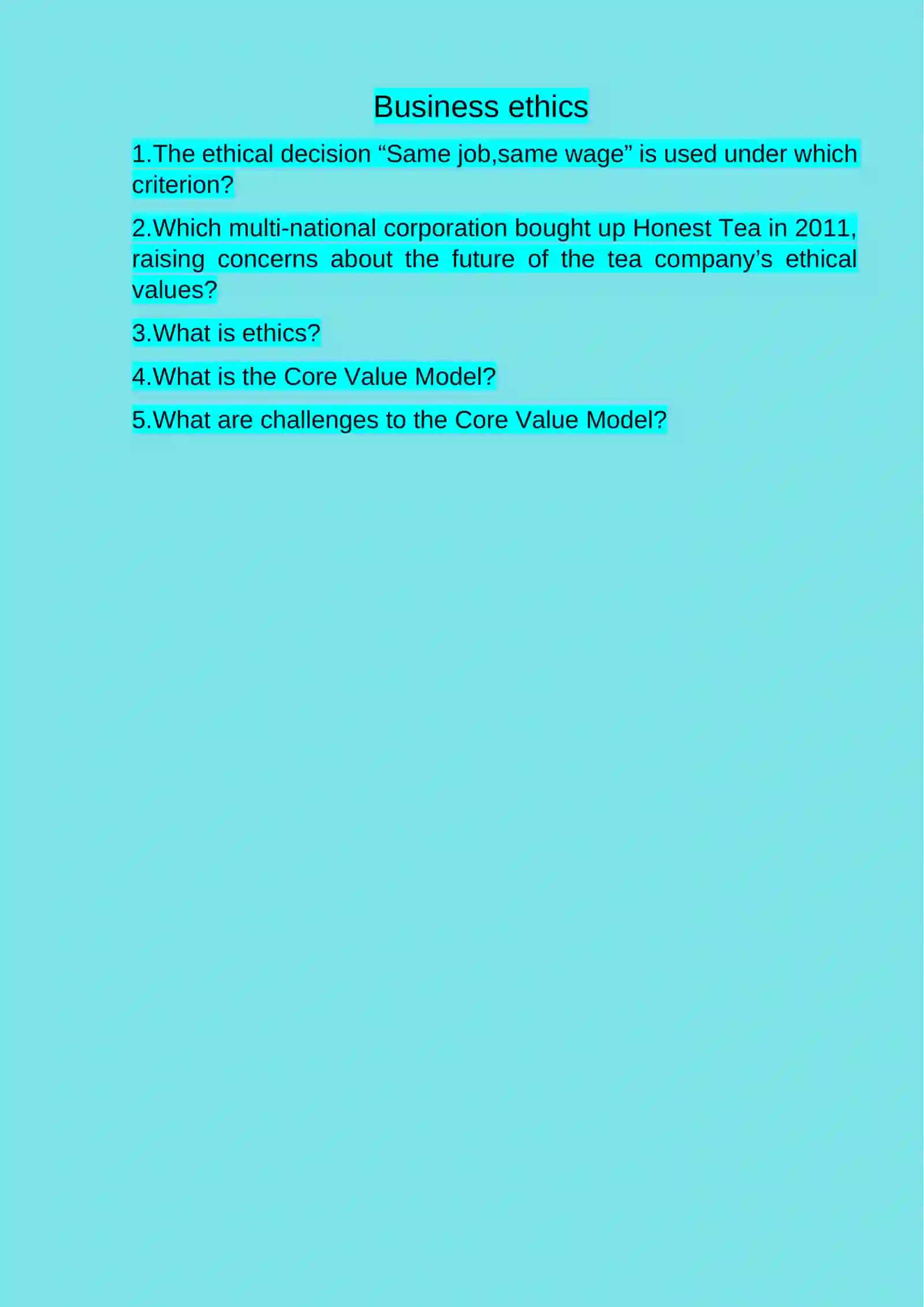 Business ethics 2