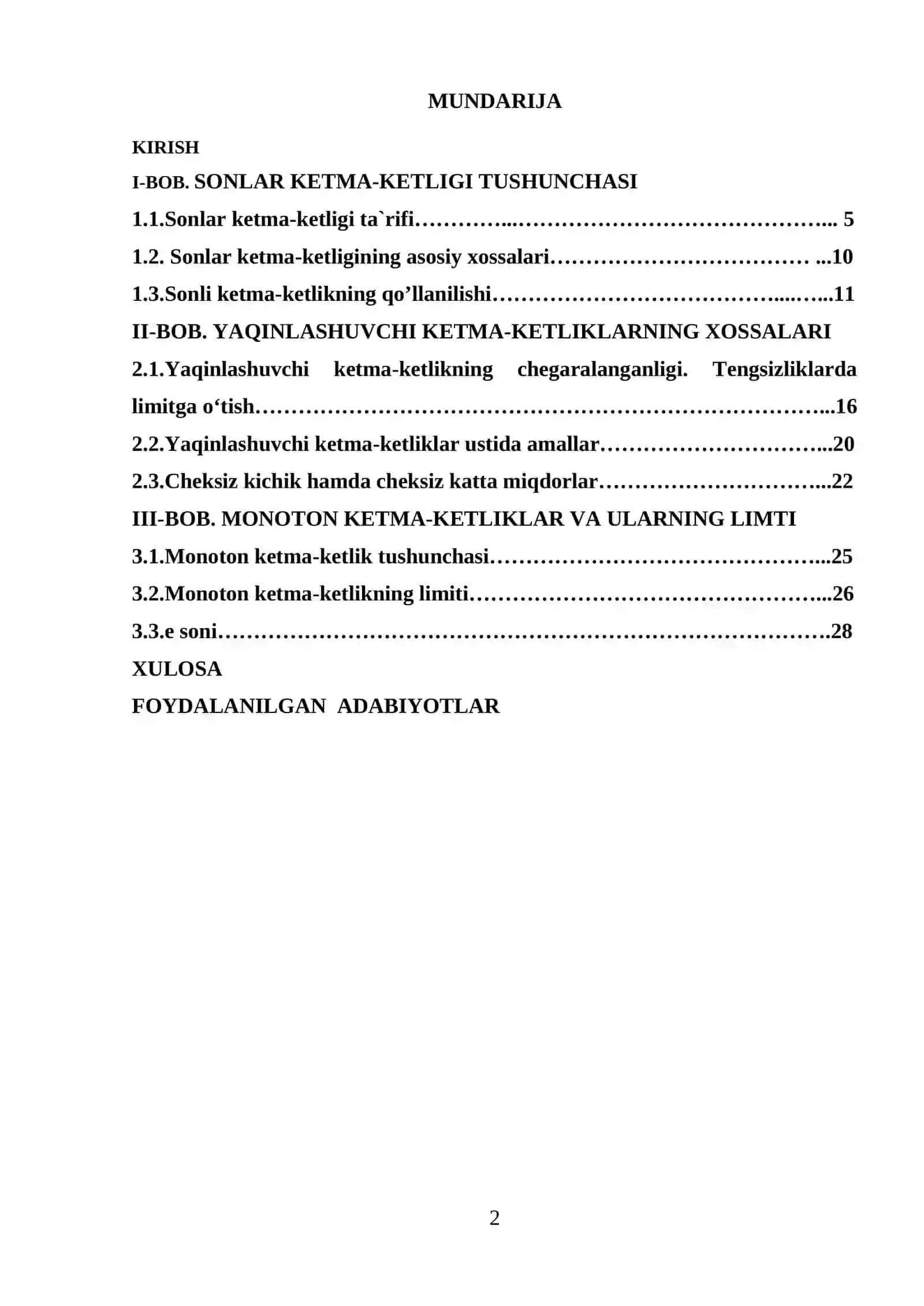 Sonlar ketma-ketligi va uning xossalari 2