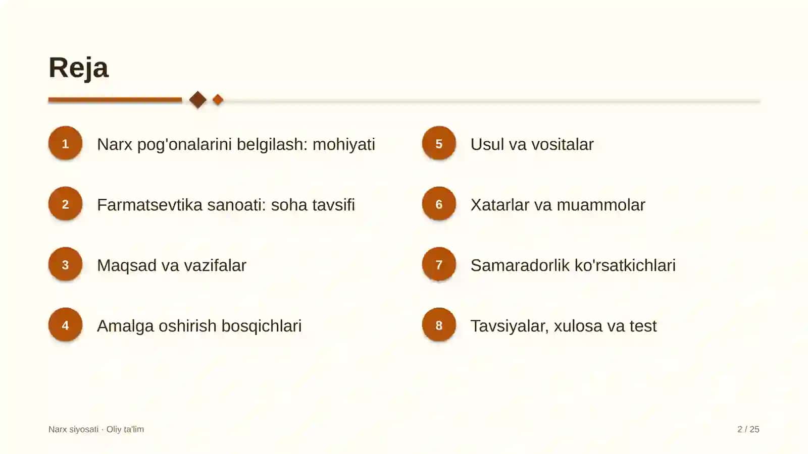 Farmatsevtika sanoatida narx pog'onalarini belgilash 2