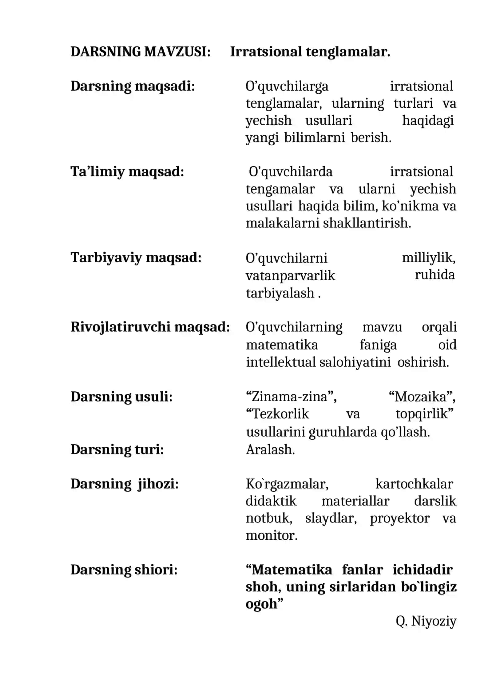 IRRATSIONAL TENGLAMALAR 2
