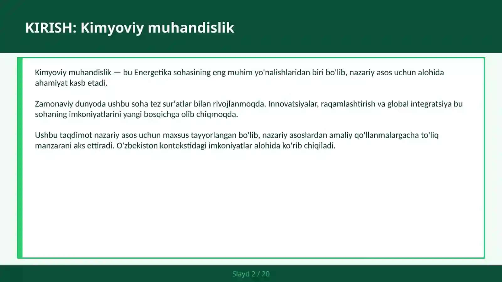 Kimyoviy muhandislik 2