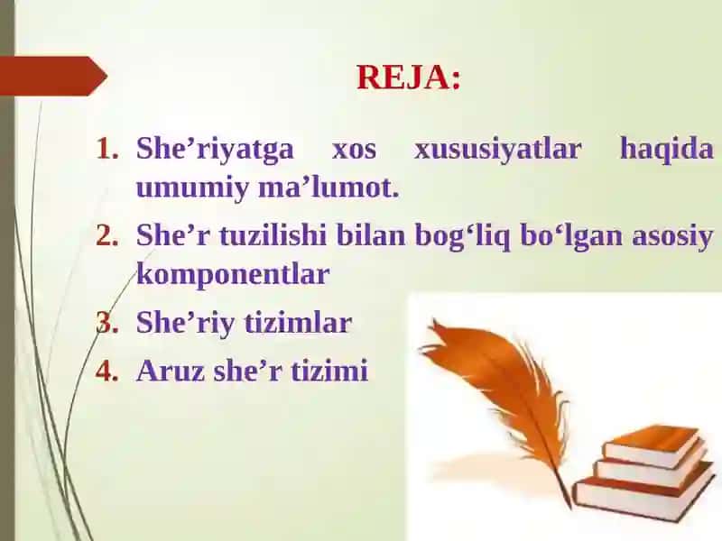 SHE’R TUZILISHI VA SHE’R TIZIMLARI 2