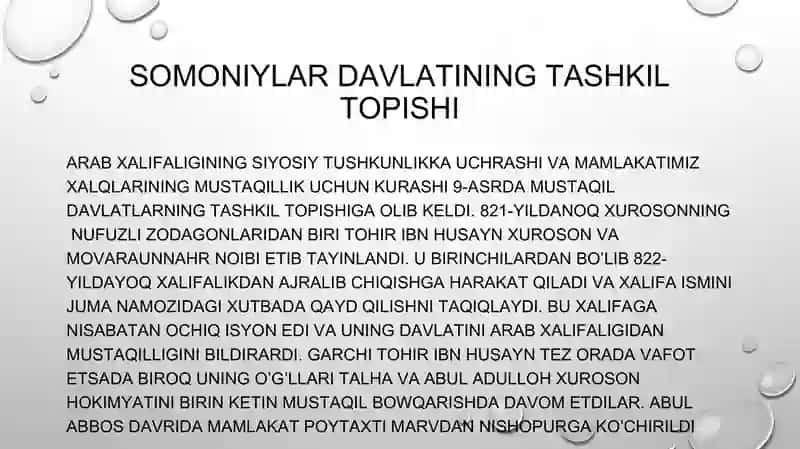 Somoniylar davlatining tashkil topishi 2