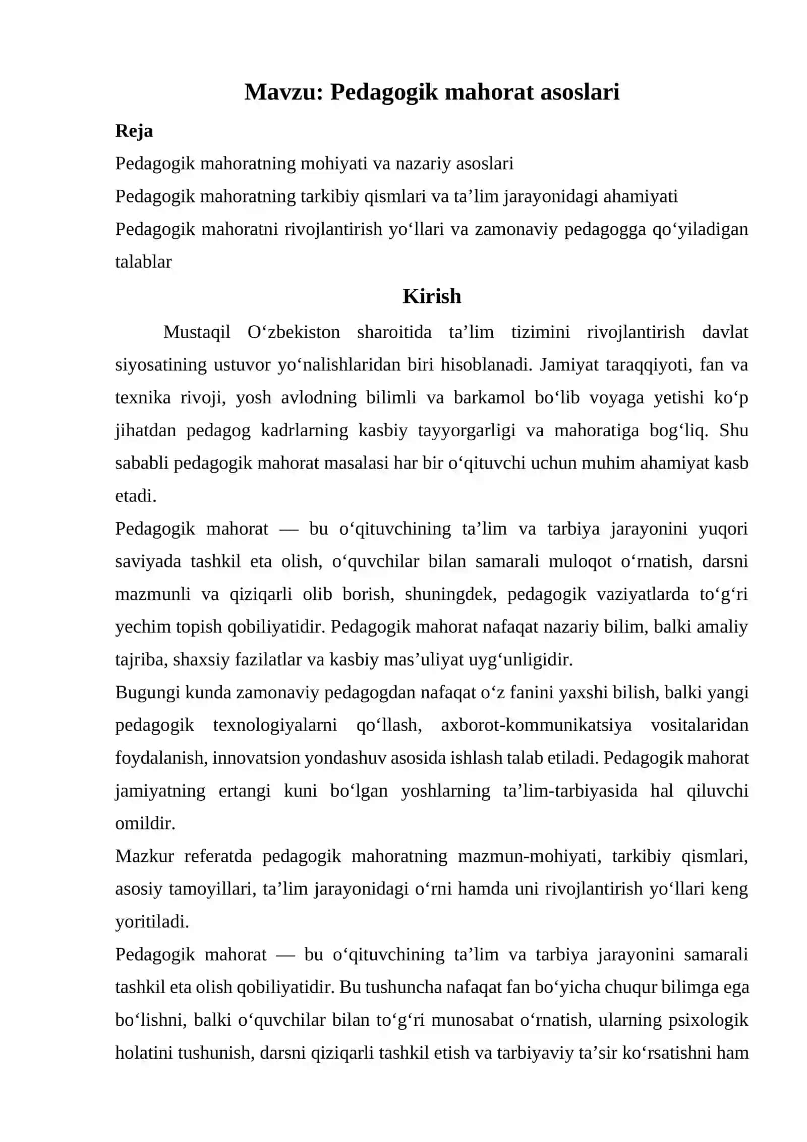 Pedagogik mahorat asoslari 2