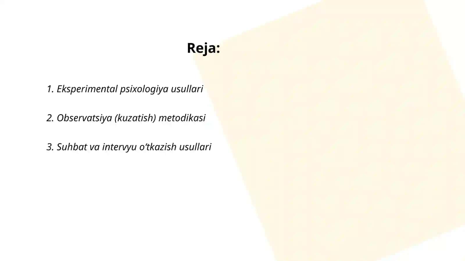 Hozirgi zamon psixologiyasi tadqiqot metodlari 2
