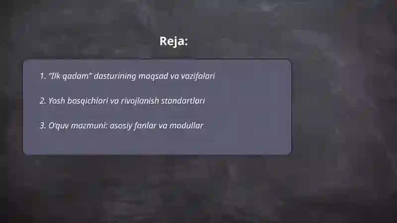 Ilk qadam davlat o‘quv dasturi 2