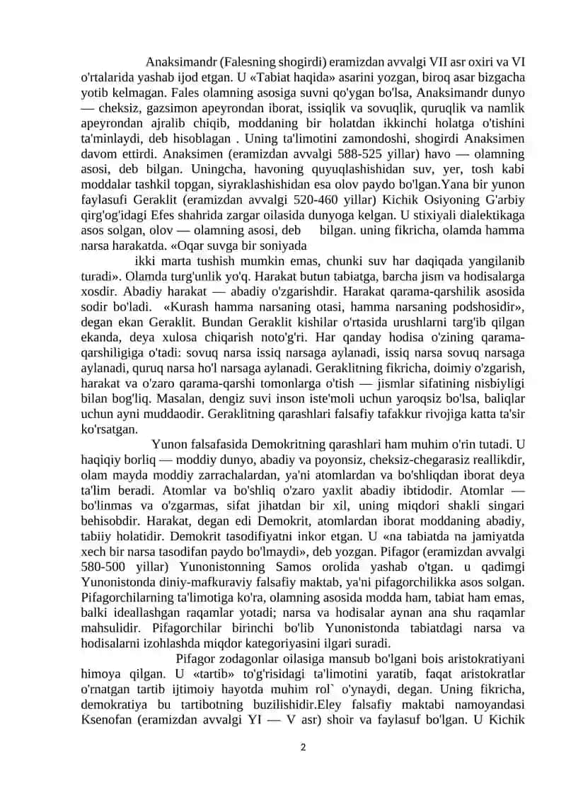 Qadimgi Yunon-Rim falsafasining ustuvor yo`nalishlari va ularning fan taraqqiyotiga ta’siri 2
