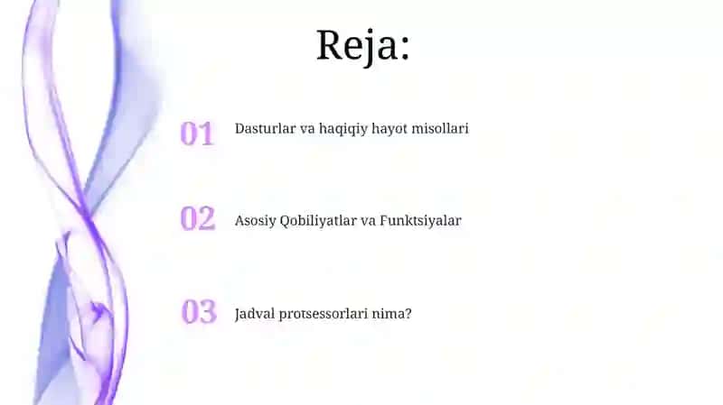 Jadval Protsessorlari 2