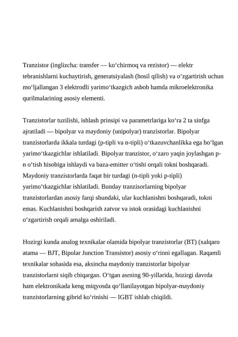 Tranzistorlar 2