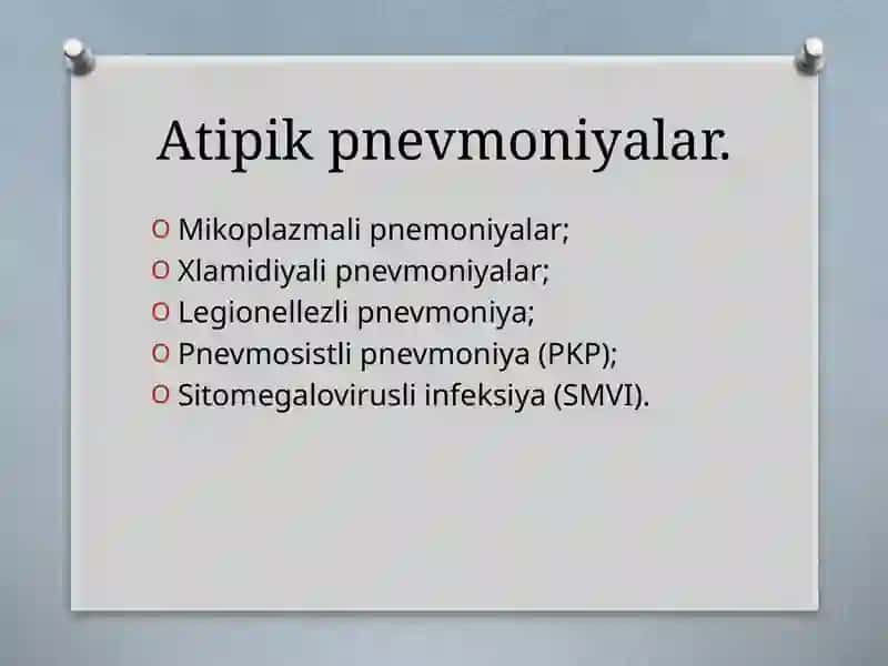 Pnevmoniya. Atipik pnevmoniyalar 2