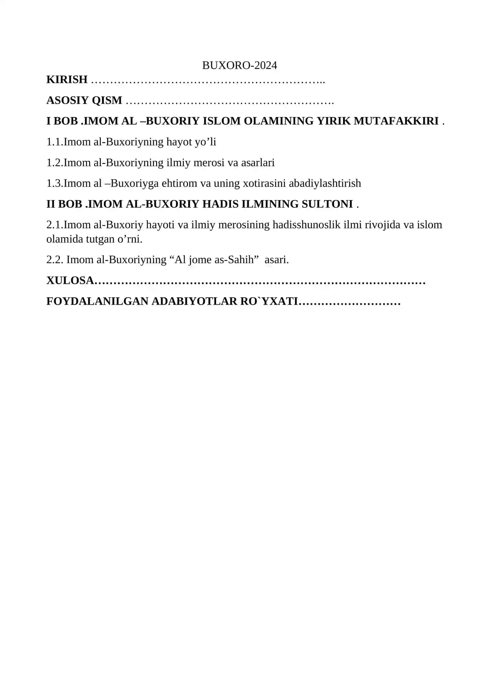 Imom Ismoil al –Buxoriy hadis ilmining sultoni 2