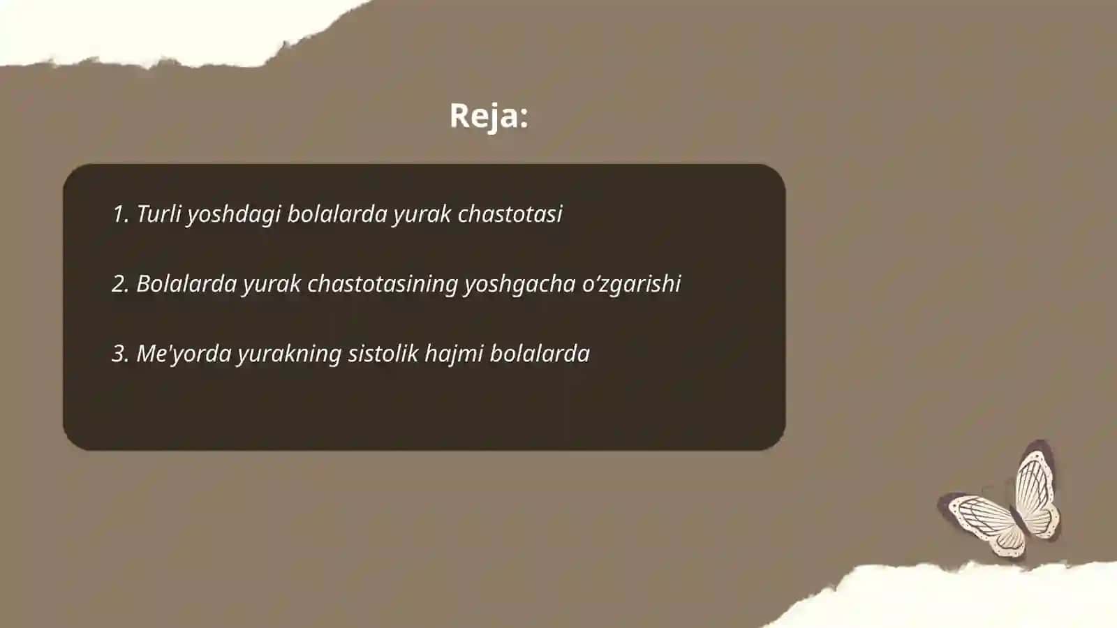 Turli yoshdagi bolalarda me'yorda va jismoniy ishdan keyingi yurak chastotasi, yurakning sistolik va minutlik hajmi 2
