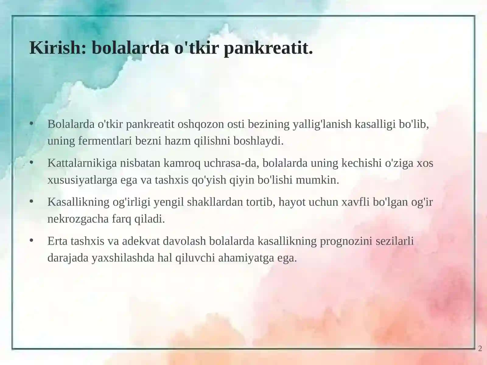 Bolalarda O'tkir pankreatit 2