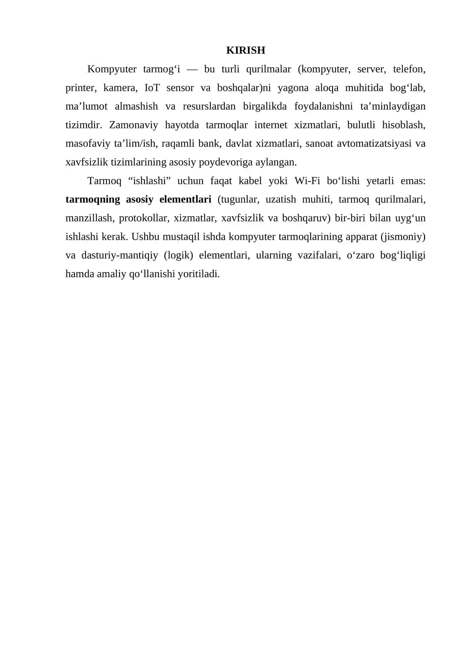 KOMPYUTER TARMOQLARINING ASOSIY ELEMENTLARI 2
