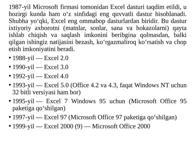 MS Excel dasturida formulalar 2