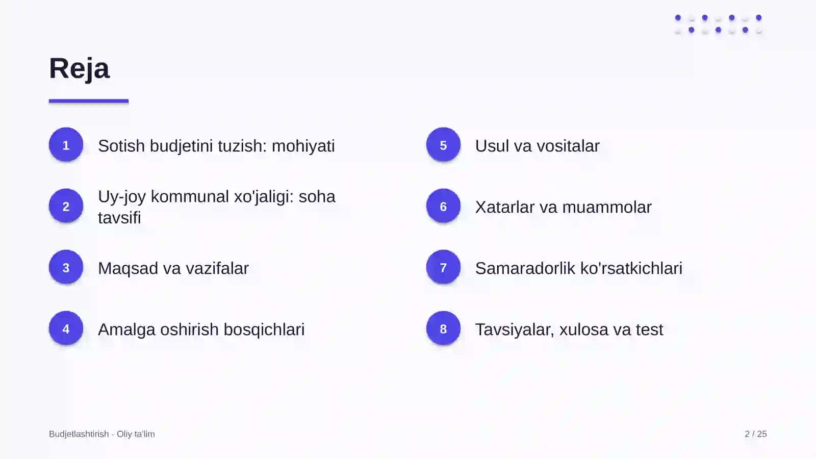 Uy-joy kommunal xo'jaligida sotish budjetini tuzish 2