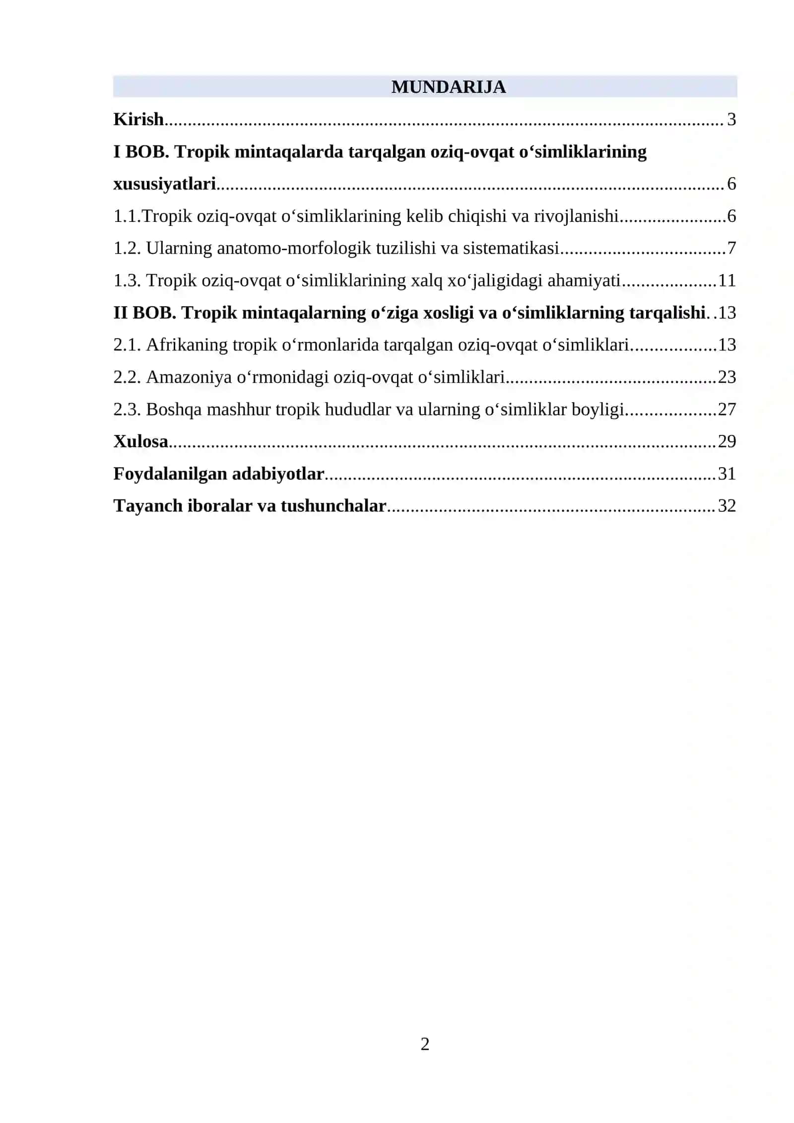 Tropik mintaqalarda tarqalgan oziq-ovqat o‘simliklarining xususiyatlari 2