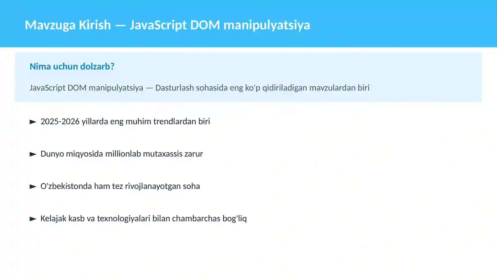 JavaScript DOM manipulyatsiya 2
