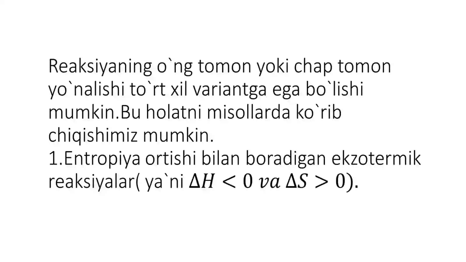 REAKSIYANING YO`NALISHI 2