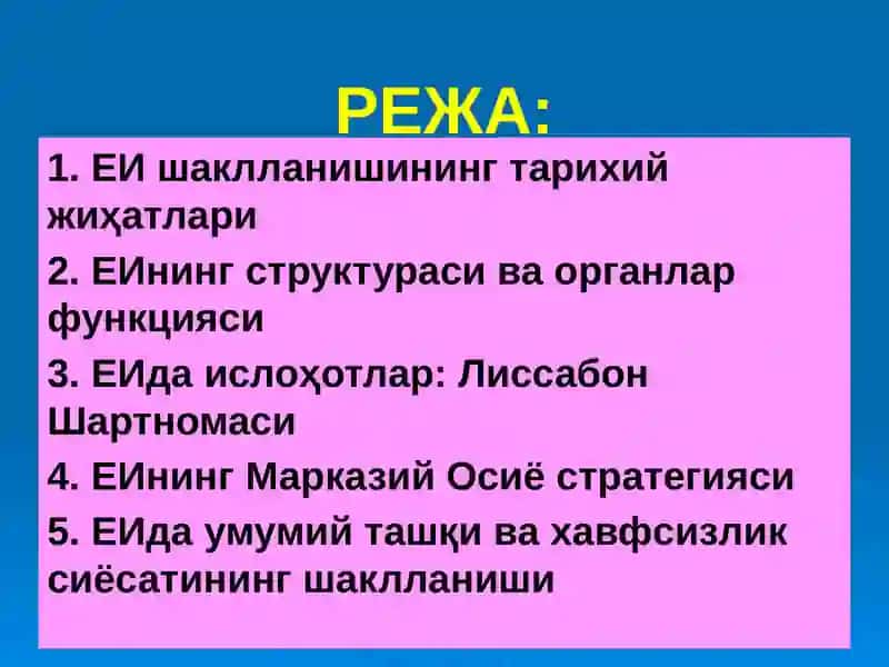 ЕВРОПА ИТТИФОҚИ ИЧКИ ВА ТАШҚИ СИЁСАТИ 2