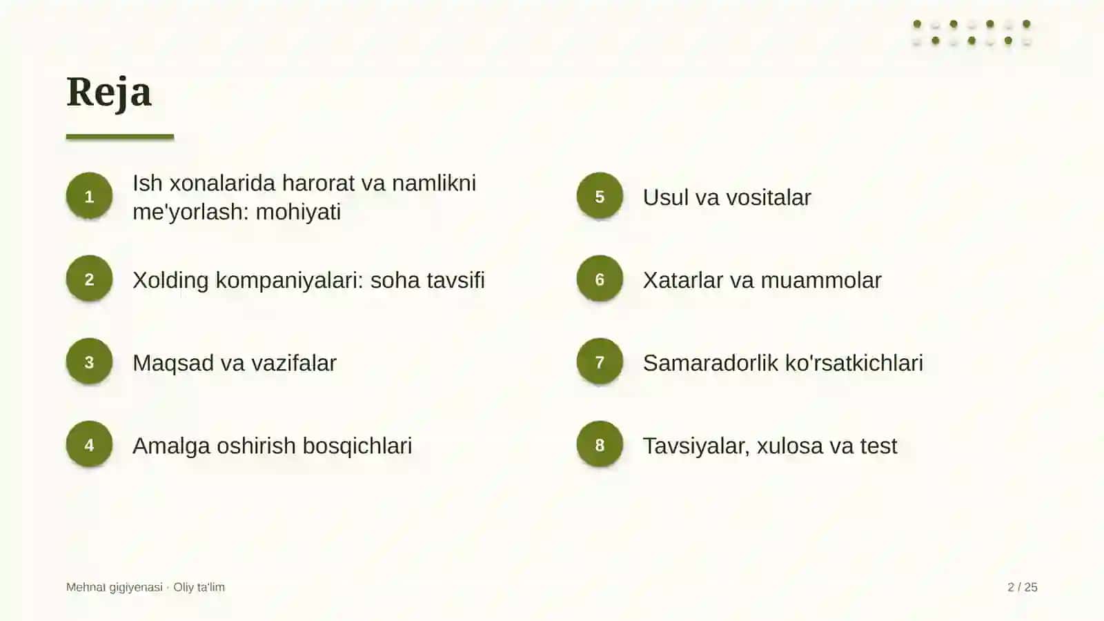 xolding kompaniyalarida ish xonalarida harorat va namlikni me'yorlash 3481 2