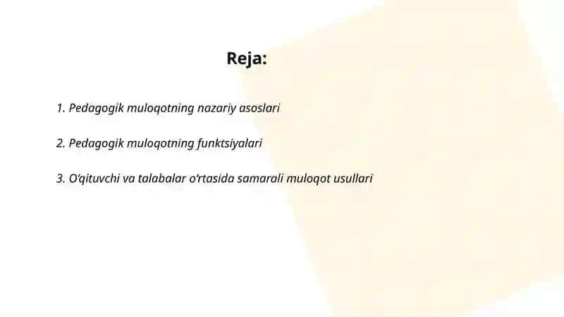Pedagogik faoliyatda muloqot 2