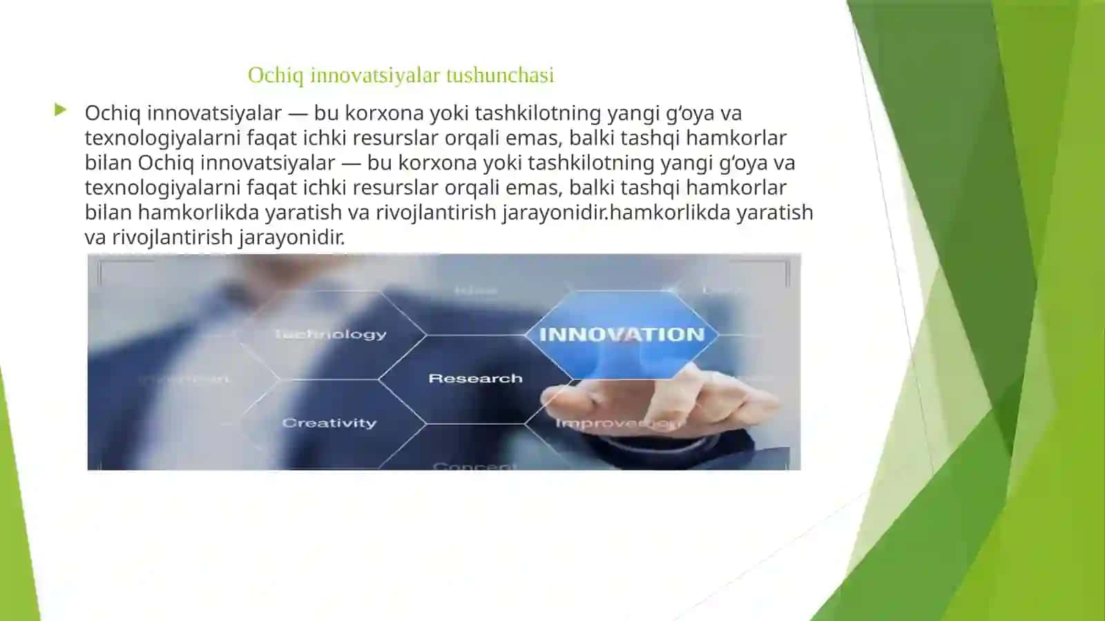 Ochiq innovatsiyalar va turizmda benchmarkinng 2