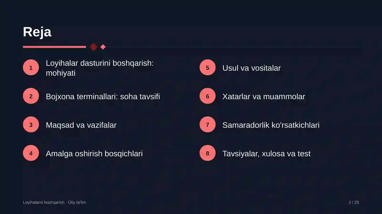 bojxona terminallarida loyihalar dasturini boshqarish 6589 2