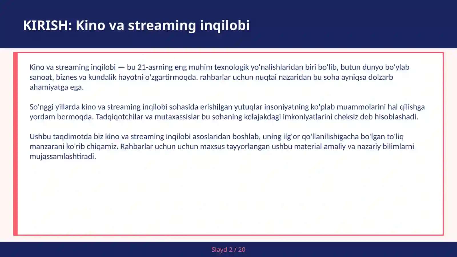Kino va streaming inqilobi 2
