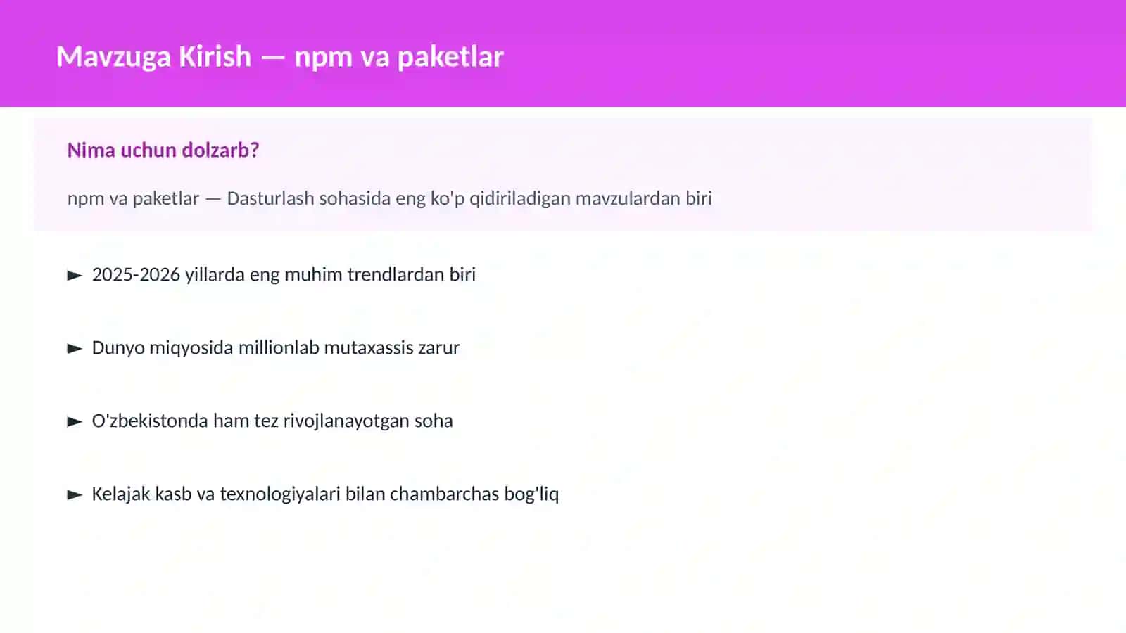 DASTURLASH | JAVASCRIPT VA WEB 2