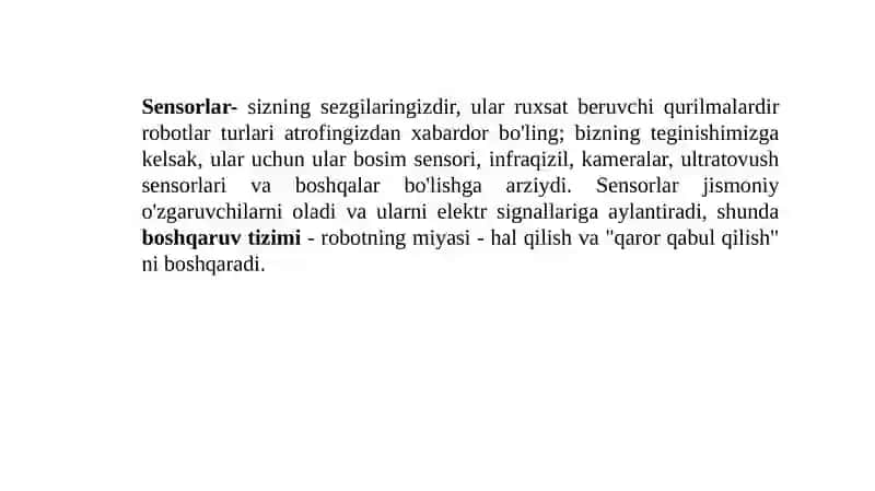 Robotlar boshqarish tizimi 2