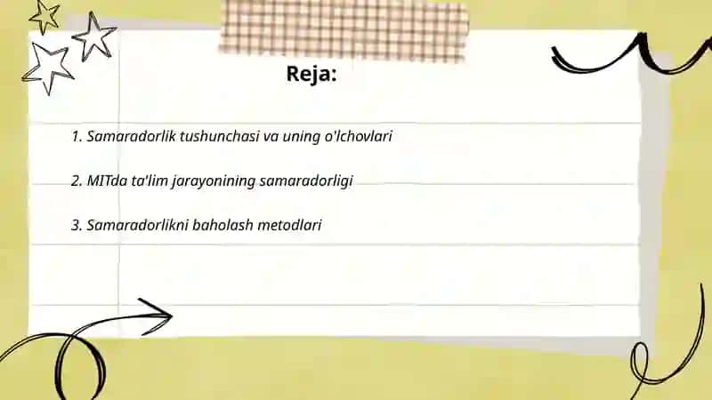 MIT samaradorligini baholash 2