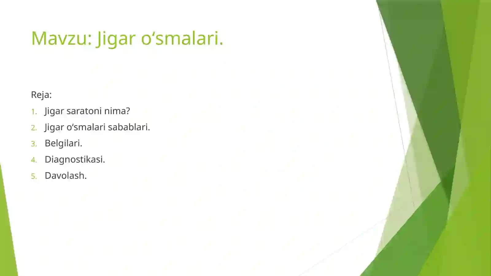 Jigar oʻsmalari. 2