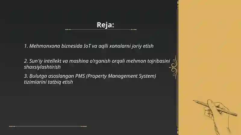 Mehmonxona biznesida innovacion yondashuvlar va texnologiyalarni joriy etish 2