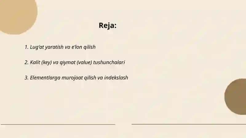 Pythonda lugʻatlar bilan ishlash 2