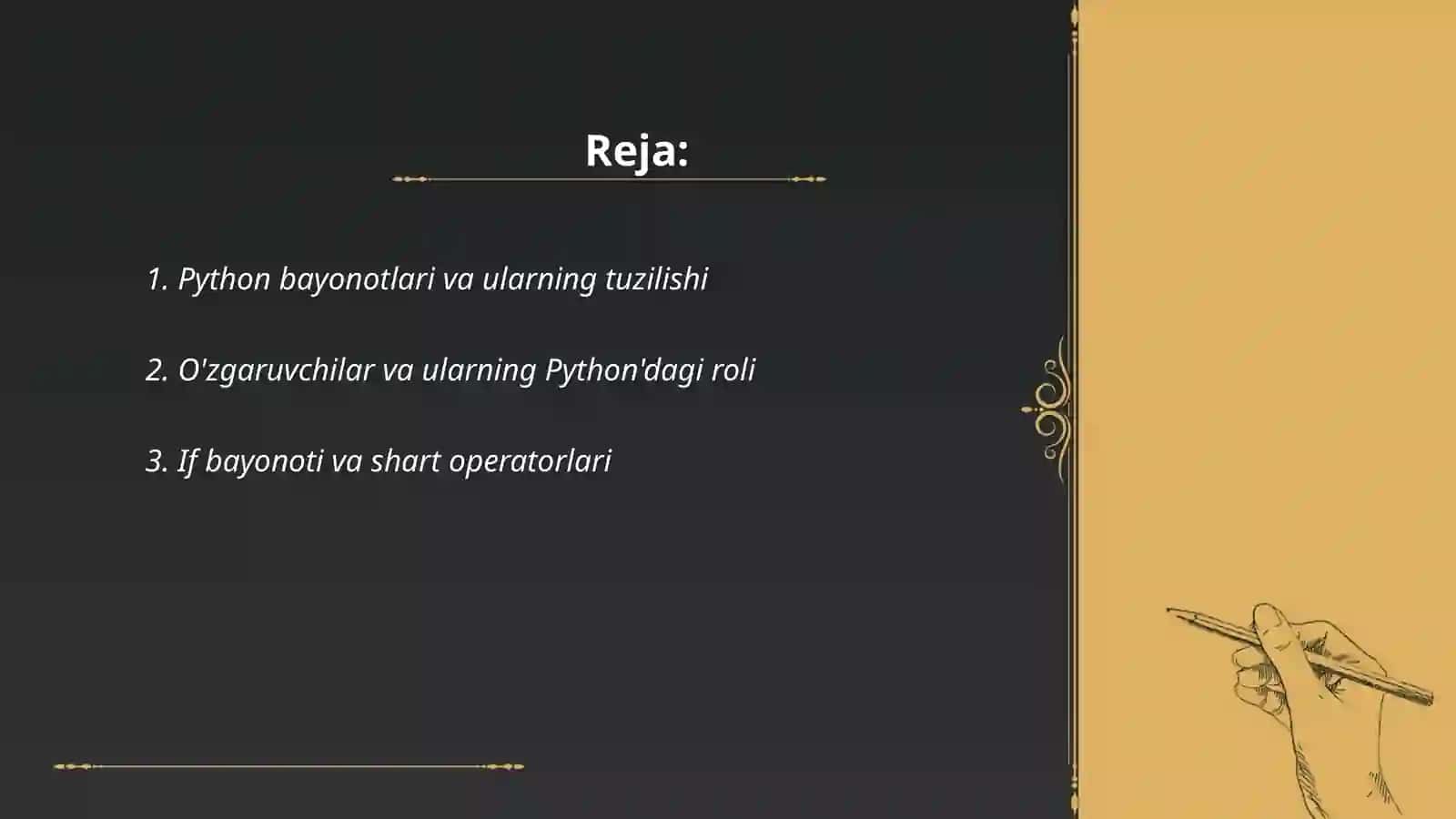 Python bayonotlari va ularning tuzilishi 2