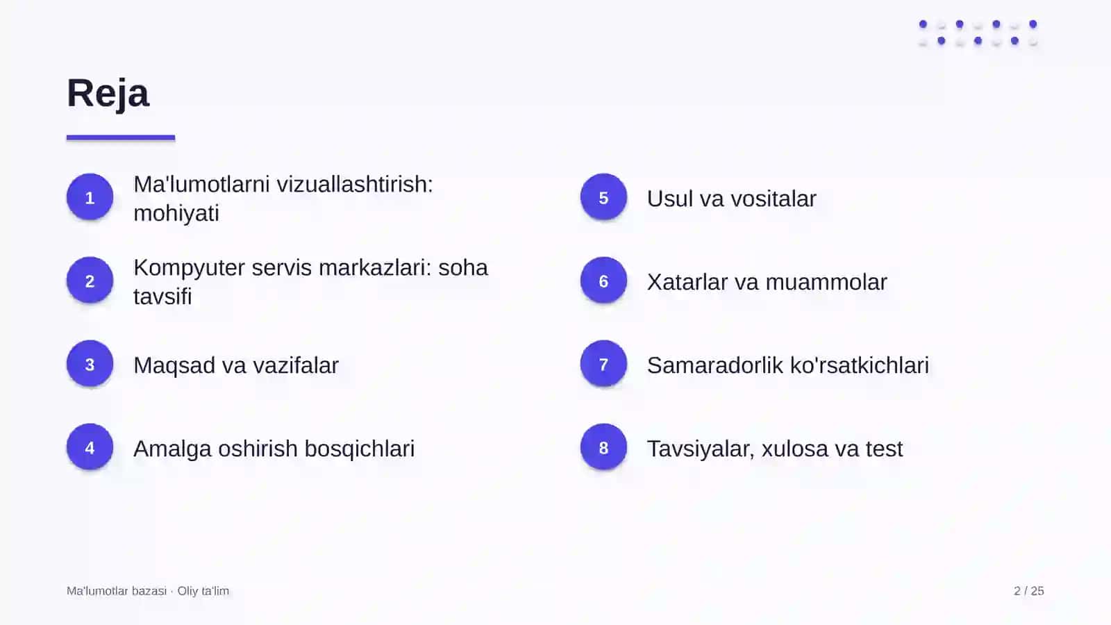 Kompyuter servis markazlarida ma'lumotlarni vizuallashtirish 2