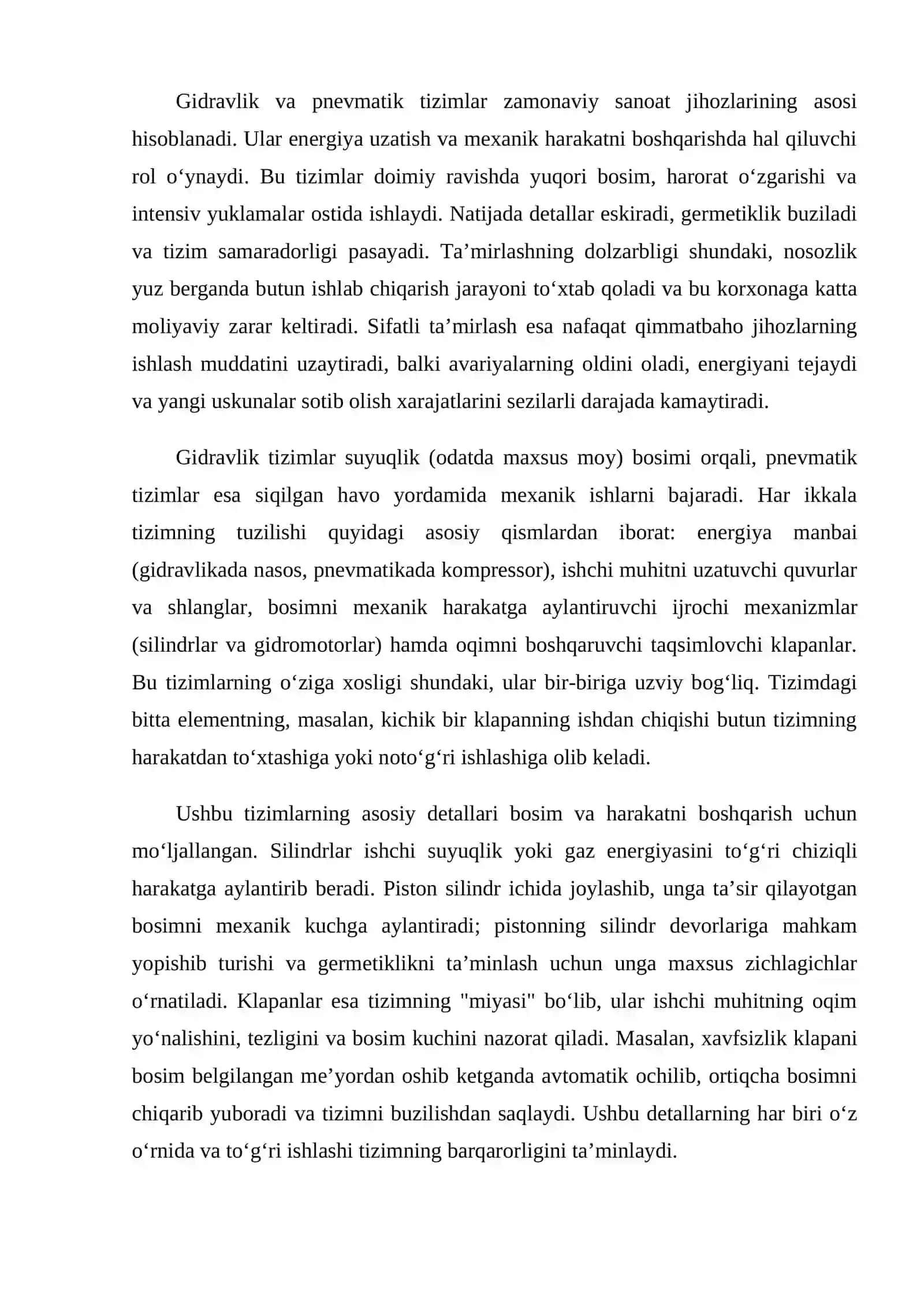 Gidravlik va pnevmatik tizimlar 2